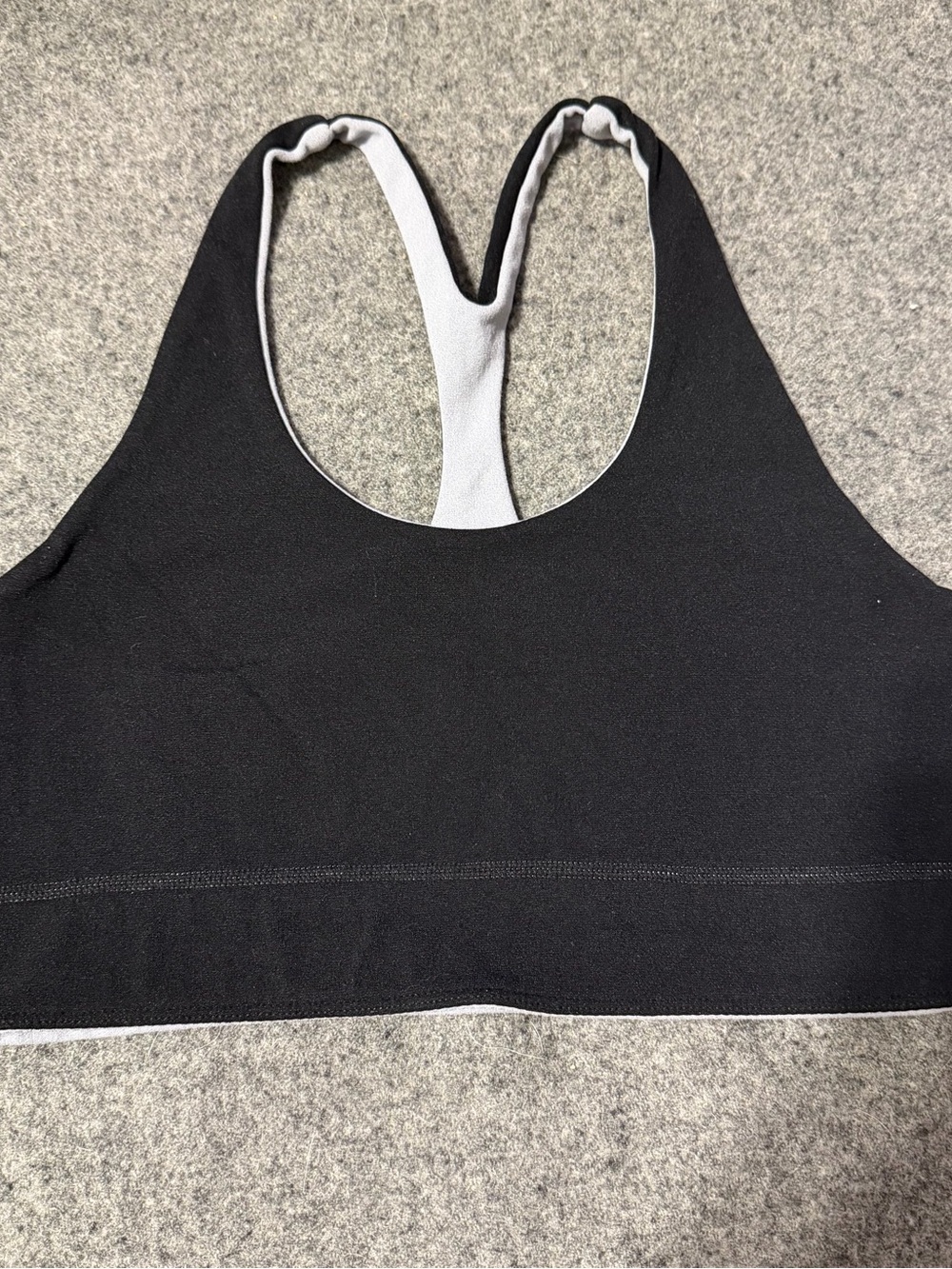 Fabletics Black Sports Bra with Light Gray Reversible Lining
